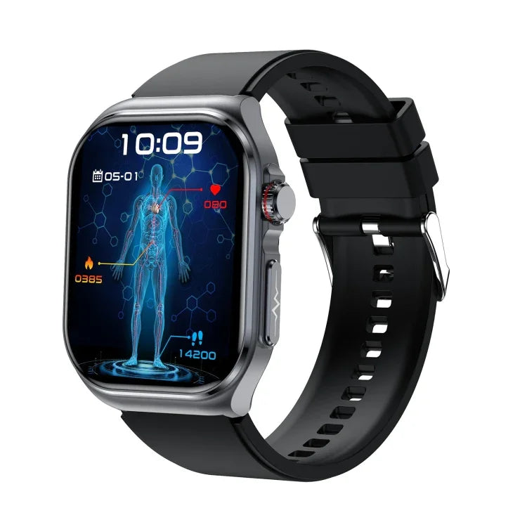 Montre connectée ET585 avec bracelet en silicone de 2,04 pouces, étanche IP68, compatible avec la mesure de l'ECG et de la composition sanguine.