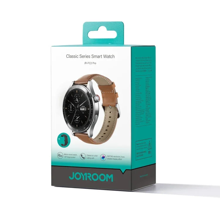 Montre connectée JOYROOM JR-FC2 Pro Classic Series, écran 1,46 pouce, compatible avec les appels Bluetooth, la fréquence cardiaque et l'oxygénation sanguine.