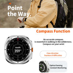Montre connectée W7 de 1,43 pouce, étanche IP68, avec rappel d'activité et suivi du sommeil