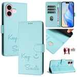 Étui de téléphone en cuir RFID avec gaufrage sourire, Pour iPhone 16, Pour iPhone 15 Pro Max, Pour iPhone 15 Pro, Pour iPhone 15 Plus, Pour iPhone 15, Pour iPhone 14 Plus, Pour iPhone 14 / 13, Pour iPhone 14 Pro