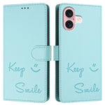 Étui de téléphone en cuir RFID avec gaufrage sourire, Pour iPhone 16, Pour iPhone 15 Pro Max, Pour iPhone 15 Pro, Pour iPhone 15 Plus, Pour iPhone 15, Pour iPhone 14 Plus, Pour iPhone 14 / 13, Pour iPhone 14 Pro