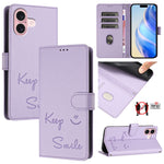 Étui de téléphone en cuir RFID avec gaufrage sourire, Pour iPhone 16, Pour iPhone 15 Pro Max, Pour iPhone 15 Pro, Pour iPhone 15 Plus, Pour iPhone 15, Pour iPhone 14 Plus, Pour iPhone 14 / 13, Pour iPhone 14 Pro
