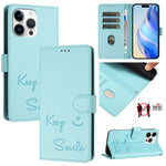 Coque de téléphone en cuir RFID embossée Smile, pour iPhone 14 Pro Max, iPhone SE 2022 / 2020 / 8 / 7, iPhone 13 Pro Max, iPhone 13 Pro, iPhone 13 mini, iPhone 12 / 12 Pro, iPhone 12 Pro Max, iPhone 12 mini