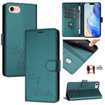 Coque de téléphone en cuir RFID embossée Smile, pour iPhone 14 Pro Max, iPhone SE 2022 / 2020 / 8 / 7, iPhone 13 Pro Max, iPhone 13 Pro, iPhone 13 mini, iPhone 12 / 12 Pro, iPhone 12 Pro Max, iPhone 12 mini