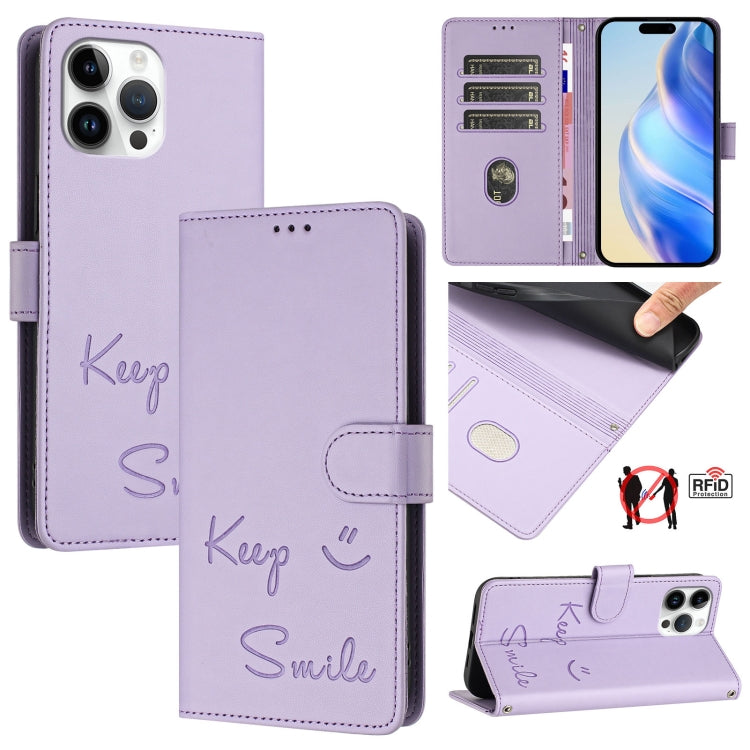 Coque de téléphone en cuir RFID embossée Smile, pour iPhone 14 Pro Max, iPhone SE 2022 / 2020 / 8 / 7, iPhone 13 Pro Max, iPhone 13 Pro, iPhone 13 mini, iPhone 12 / 12 Pro, iPhone 12 Pro Max, iPhone 12 mini