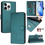 Coque de téléphone en cuir RFID embossée Smile, pour iPhone 14 Pro Max, iPhone SE 2022 / 2020 / 8 / 7, iPhone 13 Pro Max, iPhone 13 Pro, iPhone 13 mini, iPhone 12 / 12 Pro, iPhone 12 Pro Max, iPhone 12 mini