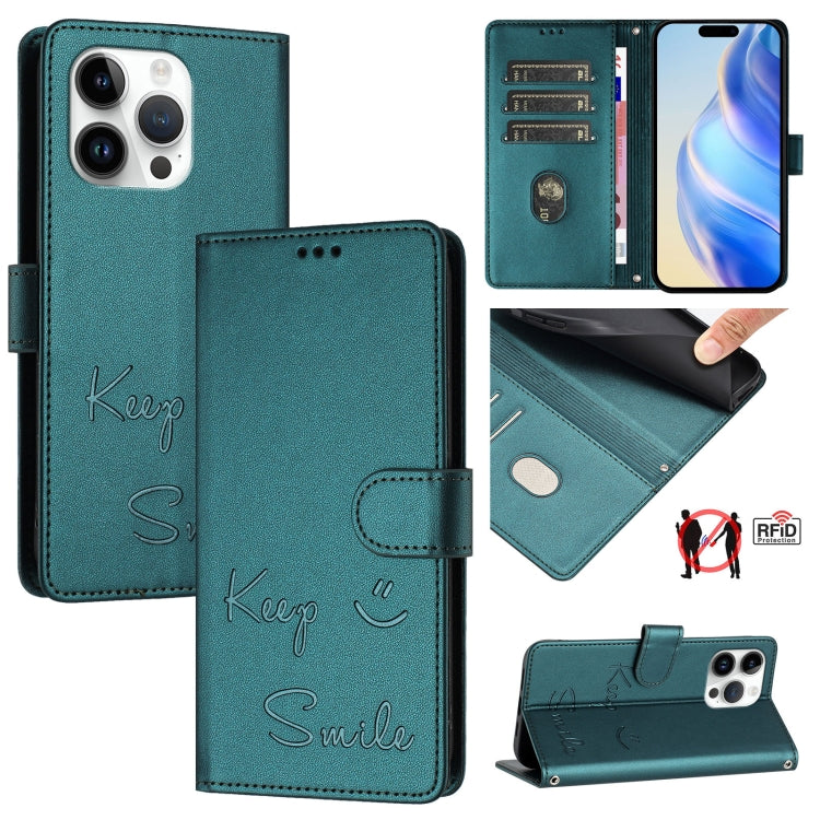 Coque de téléphone en cuir RFID embossée Smile, pour iPhone 14 Pro Max, iPhone SE 2022 / 2020 / 8 / 7, iPhone 13 Pro Max, iPhone 13 Pro, iPhone 13 mini, iPhone 12 / 12 Pro, iPhone 12 Pro Max, iPhone 12 mini