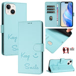 Coque de téléphone en cuir RFID embossée Smile, pour iPhone 14 Pro Max, iPhone SE 2022 / 2020 / 8 / 7, iPhone 13 Pro Max, iPhone 13 Pro, iPhone 13 mini, iPhone 12 / 12 Pro, iPhone 12 Pro Max, iPhone 12 mini