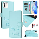 Coque de téléphone en cuir RFID embossée Smile, pour iPhone 14 Pro Max, iPhone SE 2022 / 2020 / 8 / 7, iPhone 13 Pro Max, iPhone 13 Pro, iPhone 13 mini, iPhone 12 / 12 Pro, iPhone 12 Pro Max, iPhone 12 mini