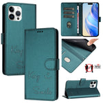 Coque de téléphone en cuir RFID embossée Smile, pour iPhone 14 Pro Max, iPhone SE 2022 / 2020 / 8 / 7, iPhone 13 Pro Max, iPhone 13 Pro, iPhone 13 mini, iPhone 12 / 12 Pro, iPhone 12 Pro Max, iPhone 12 mini