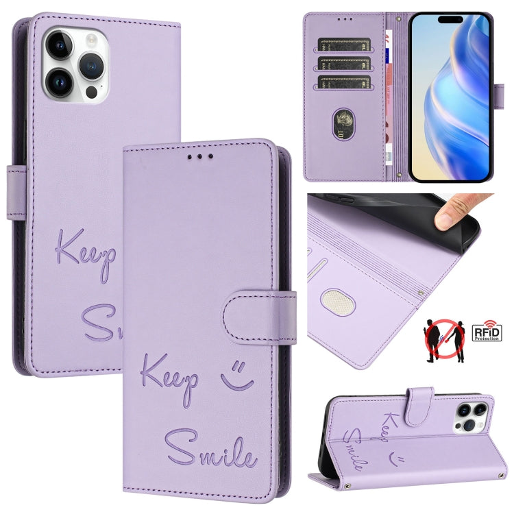 Coque de téléphone en cuir RFID embossée Smile, pour iPhone 14 Pro Max, iPhone SE 2022 / 2020 / 8 / 7, iPhone 13 Pro Max, iPhone 13 Pro, iPhone 13 mini, iPhone 12 / 12 Pro, iPhone 12 Pro Max, iPhone 12 mini