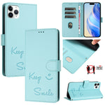 Coque de téléphone en cuir RFID embossée Smile, pour iPhone 11 Pro Max, iPhone 11, iPhone 11 Pro, iPod Touch 7 / 6 / 5, iPhone X / XS, iPhone XR, iPhone XS Max, iPhone 8 Plus / 7 Plus