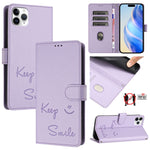 Coque de téléphone en cuir RFID embossée Smile, pour iPhone 11 Pro Max, iPhone 11, iPhone 11 Pro, iPod Touch 7 / 6 / 5, iPhone X / XS, iPhone XR, iPhone XS Max, iPhone 8 Plus / 7 Plus
