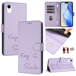 Coque de téléphone en cuir RFID embossée Smile, pour iPhone 11 Pro Max, iPhone 11, iPhone 11 Pro, iPod Touch 7 / 6 / 5, iPhone X / XS, iPhone XR, iPhone XS Max, iPhone 8 Plus / 7 Plus