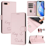 Coque de téléphone en cuir RFID embossée Smile, pour iPhone 11 Pro Max, iPhone 11, iPhone 11 Pro, iPod Touch 7 / 6 / 5, iPhone X / XS, iPhone XR, iPhone XS Max, iPhone 8 Plus / 7 Plus