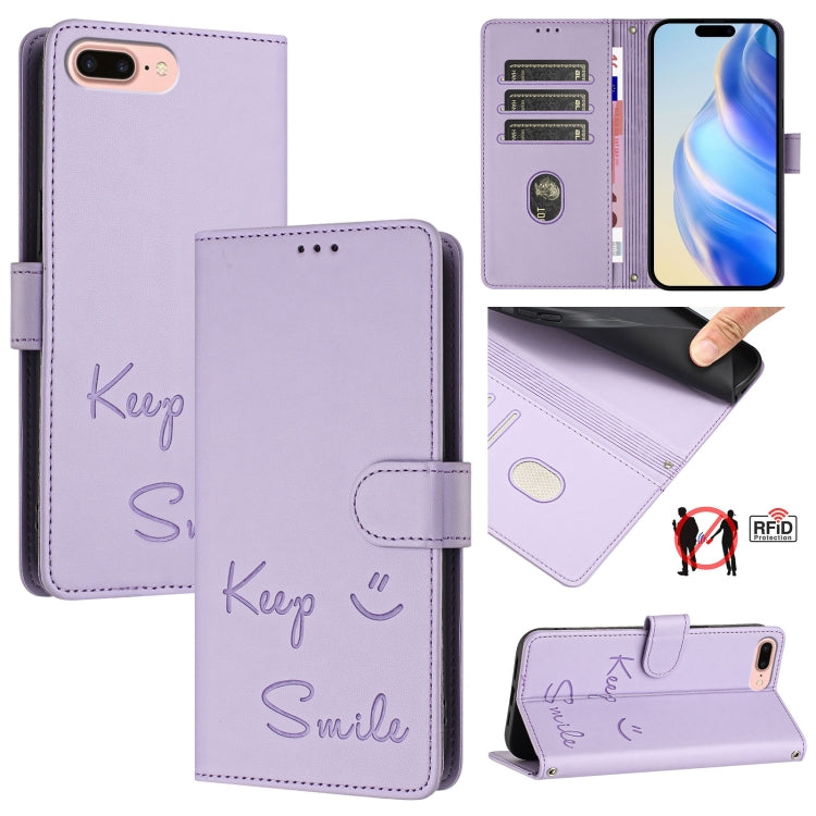 Coque de téléphone en cuir RFID embossée Smile, pour iPhone 11 Pro Max, iPhone 11, iPhone 11 Pro, iPod Touch 7 / 6 / 5, iPhone X / XS, iPhone XR, iPhone XS Max, iPhone 8 Plus / 7 Plus