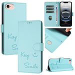 Étui de téléphone en cuir avec gaufrage motif sourire et blocage RFID, pour iPhone 17 Pro Max, pour iPhone 17 Pro, pour iPhone 17, pour iPhone Air, pour iPhone SE 2024, pour iPhone 16 Pro Max, pour iPhone 16 Pro, pour iPhone 16 Plus