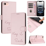 Étui de téléphone en cuir avec gaufrage motif sourire et blocage RFID, pour iPhone 17 Pro Max, pour iPhone 17 Pro, pour iPhone 17, pour iPhone Air, pour iPhone SE 2024, pour iPhone 16 Pro Max, pour iPhone 16 Pro, pour iPhone 16 Plus
