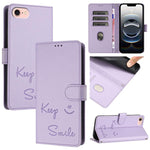 Étui de téléphone en cuir avec gaufrage motif sourire et blocage RFID, pour iPhone 17 Pro Max, pour iPhone 17 Pro, pour iPhone 17, pour iPhone Air, pour iPhone SE 2024, pour iPhone 16 Pro Max, pour iPhone 16 Pro, pour iPhone 16 Plus