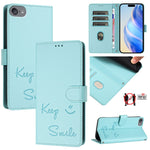 Coque de téléphone en cuir RFID embossée Smile, pour iPhone 11 Pro Max, iPhone 11, iPhone 11 Pro, iPod Touch 7 / 6 / 5, iPhone X / XS, iPhone XR, iPhone XS Max, iPhone 8 Plus / 7 Plus