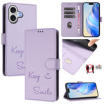 Étui de téléphone en cuir avec gaufrage motif sourire et blocage RFID, pour iPhone 17 Pro Max, pour iPhone 17 Pro, pour iPhone 17, pour iPhone Air, pour iPhone SE 2024, pour iPhone 16 Pro Max, pour iPhone 16 Pro, pour iPhone 16 Plus