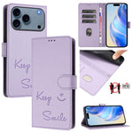 Étui de téléphone en cuir avec gaufrage motif sourire et blocage RFID, pour iPhone 17 Pro Max, pour iPhone 17 Pro, pour iPhone 17, pour iPhone Air, pour iPhone SE 2024, pour iPhone 16 Pro Max, pour iPhone 16 Pro, pour iPhone 16 Plus