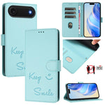 Étui de téléphone en cuir avec gaufrage motif sourire et blocage RFID, pour iPhone 17 Pro Max, pour iPhone 17 Pro, pour iPhone 17, pour iPhone Air, pour iPhone SE 2024, pour iPhone 16 Pro Max, pour iPhone 16 Pro, pour iPhone 16 Plus