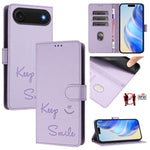 Étui de téléphone en cuir avec gaufrage motif sourire et blocage RFID, pour iPhone 17 Pro Max, pour iPhone 17 Pro, pour iPhone 17, pour iPhone Air, pour iPhone SE 2024, pour iPhone 16 Pro Max, pour iPhone 16 Pro, pour iPhone 16 Plus