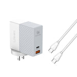 Chargeur de voyage adaptateur secteur USB LDNIO A2620C PD3.0 65W avec câble Type-C vers Type-C, prise EU, prise US, prise UK