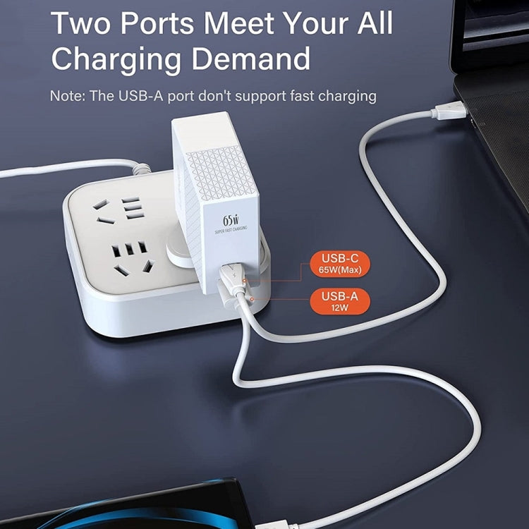 Chargeur de voyage adaptateur secteur USB LDNIO A2620C PD3.0 65W avec câble Type-C vers Type-C, prise EU, prise US, prise UK