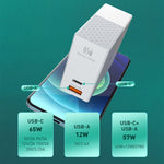 Chargeur de voyage adaptateur secteur USB LDNIO A2620C PD3.0 65W avec câble Type-C vers Type-C, prise EU, prise US, prise UK