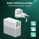 Chargeur de voyage adaptateur secteur USB LDNIO A2620C PD3.0 65W avec câble Type-C vers Type-C, prise EU, prise US, prise UK