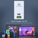 Chargeur de voyage adaptateur secteur USB LDNIO A2620C PD3.0 65W avec câble Type-C vers Type-C, prise EU, prise US, prise UK