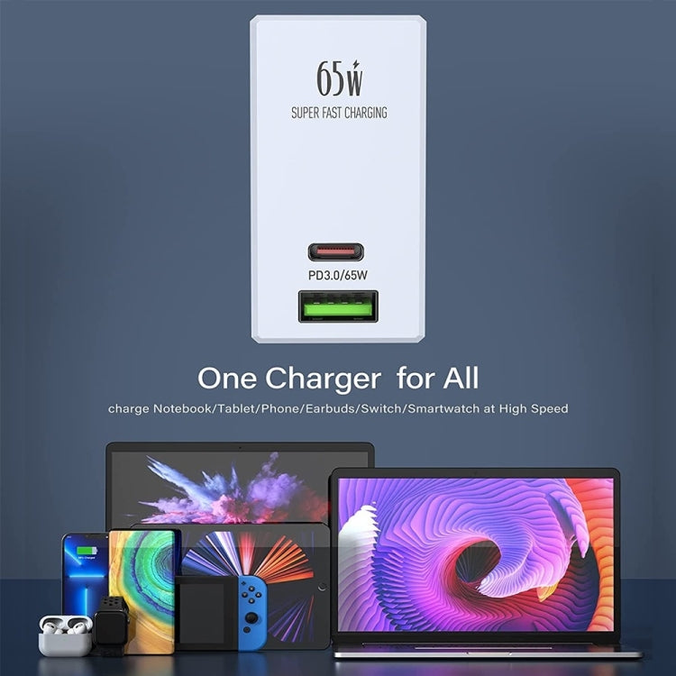 Chargeur de voyage adaptateur secteur USB LDNIO A2620C PD3.0 65W avec câble Type-C vers Type-C, prise EU, prise US, prise UK