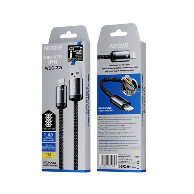 Câble de données et de charge rapide WK WDC-32i Raython Gen2 1m 2.4A USB vers 8 broches, WDC-32i