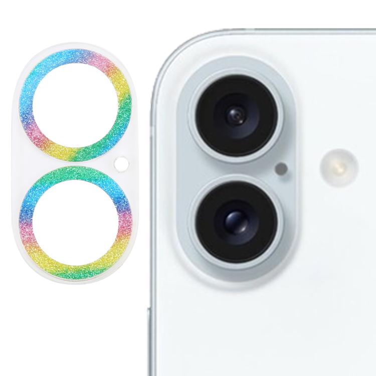 Film d'objectif d'appareil photo en verre trempé avec anneau à paillettes, pour iPhone 17, pour iPhone 16 Pro / 16 Pro Max, pour iPhone 16 / 16 Plus