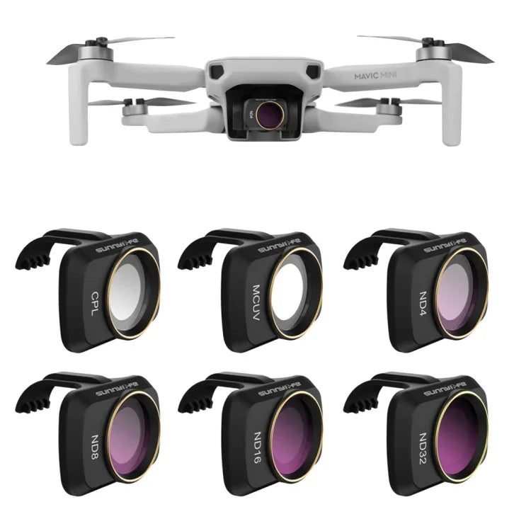 Filtre d'objectif Sunnylife MM-FI9258 pour drone DJI Mavic mini 6 en 1 (MCUV+CPL+ND4+ND8+ND16+ND32)