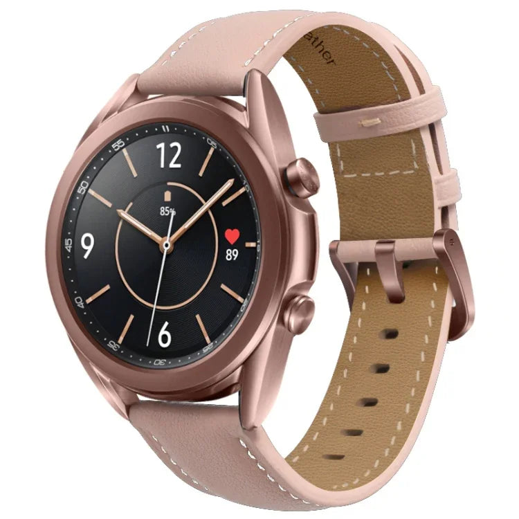 Bracelet de remplacement en cuir véritable avec boucle argentée, pour Samsung Galaxy Watch3 45mm, pour Samsung Galaxy Watch3 41mm