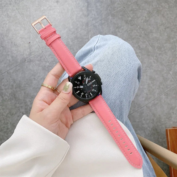Bracelet de remplacement en cuir véritable avec boucle argentée, pour Samsung Galaxy Watch3 45mm, pour Samsung Galaxy Watch3 41mm