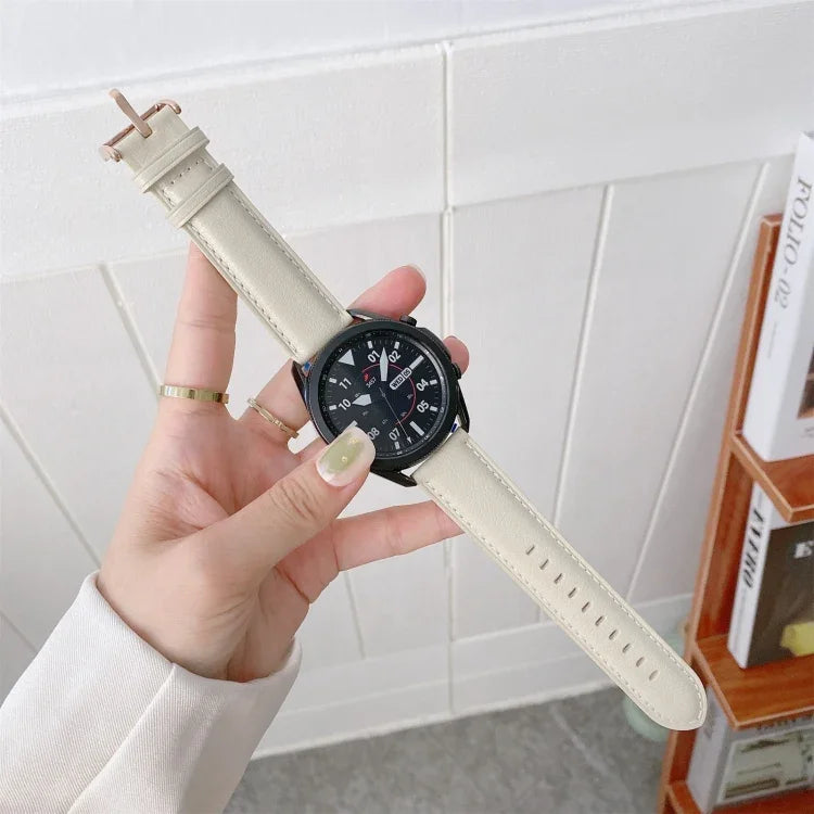 Bracelet de remplacement en cuir véritable avec boucle argentée, pour Samsung Galaxy Watch3 45mm, pour Samsung Galaxy Watch3 41mm