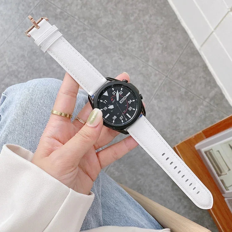 Bracelet de remplacement en cuir véritable avec boucle argentée, pour Samsung Galaxy Watch3 45mm, pour Samsung Galaxy Watch3 41mm