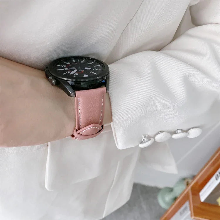 Bracelet de remplacement en cuir véritable avec boucle argentée, pour Samsung Galaxy Watch3 45mm, pour Samsung Galaxy Watch3 41mm