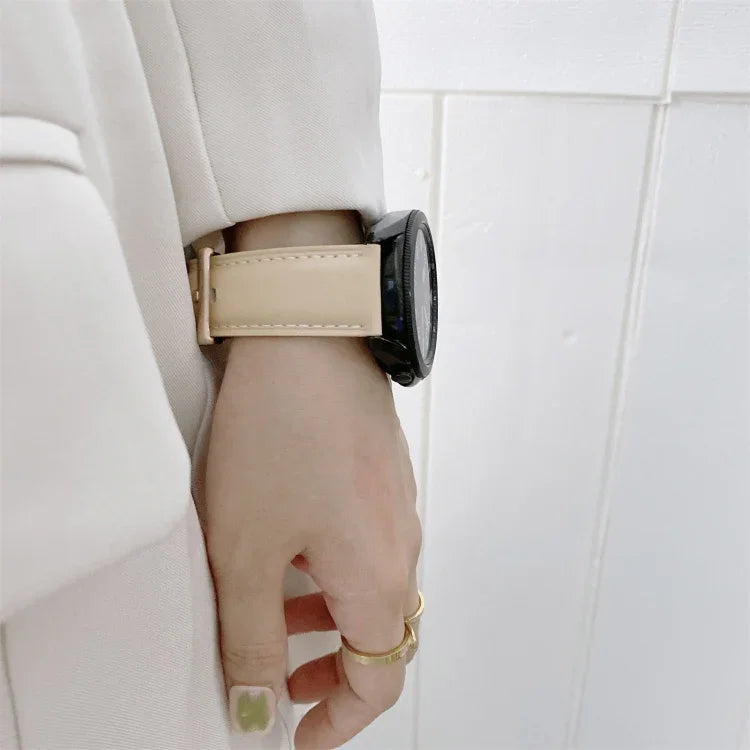 Bracelet de remplacement en cuir véritable avec boucle argentée, pour Samsung Galaxy Watch3 45mm, pour Samsung Galaxy Watch3 41mm