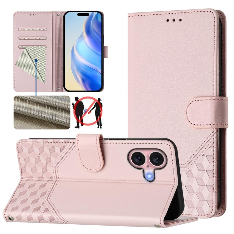Étui en cuir gaufré nid d'abeille avec protection RFID, pour iPhone 17e / 16e, pour iPhone 17 Pro Max, pour iPhone 17 Pro, pour iPhone 17, pour iPhone Air, pour iPhone 16 Pro Max, pour iPhone 16 Pro, pour iPhone 16 Plus
