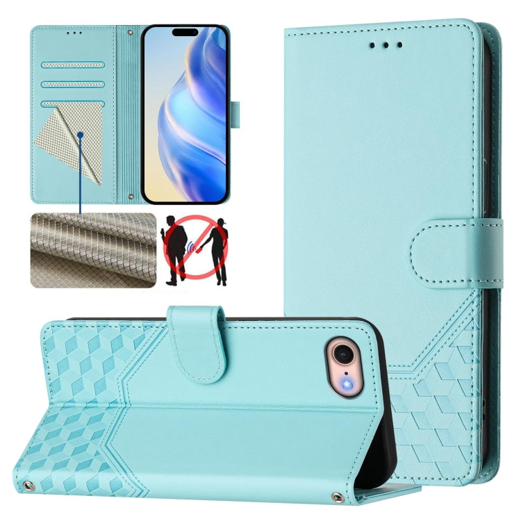 Étui de téléphone en cuir gaufré nid d'abeille RFID, pour iPhone 14 Pro Max, pour iPhone SE 2022 / 2020 / 8 / 7, pour iPhone 13 Pro Max, pour iPhone 13 Pro, pour iPhone 13 mini, pour iPhone 12 / 12 Pro, pour iPhone 12 Pro Max, pour iPhone 12 mini