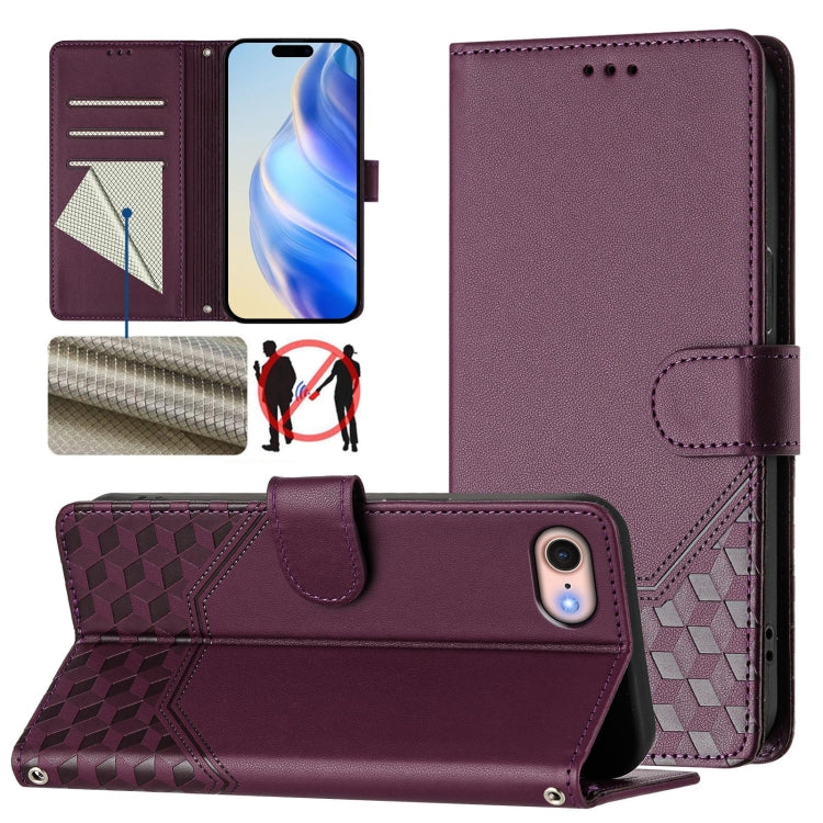 Étui de téléphone en cuir gaufré nid d'abeille RFID, pour iPhone 14 Pro Max, pour iPhone SE 2022 / 2020 / 8 / 7, pour iPhone 13 Pro Max, pour iPhone 13 Pro, pour iPhone 13 mini, pour iPhone 12 / 12 Pro, pour iPhone 12 Pro Max, pour iPhone 12 mini
