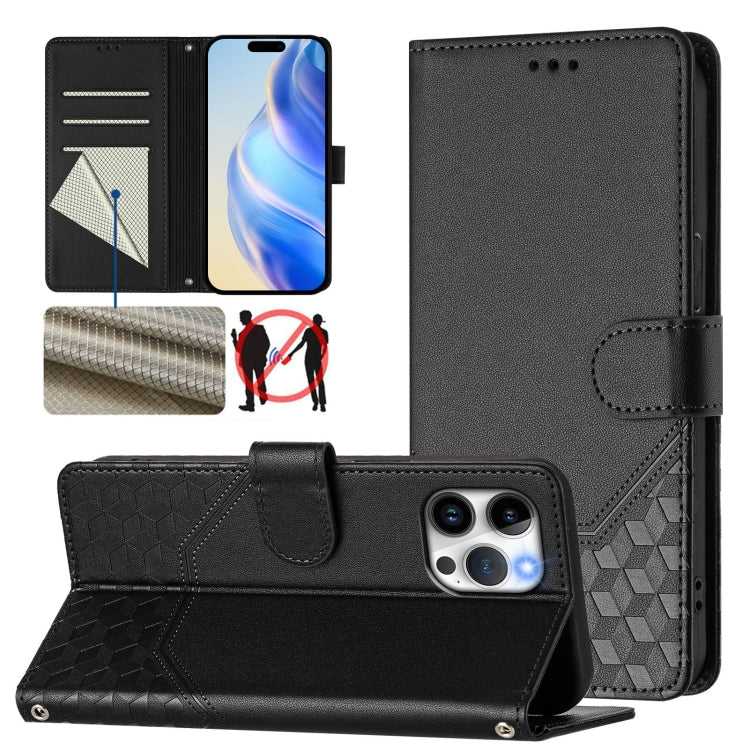 Étui de téléphone en cuir gaufré nid d'abeille RFID, pour iPhone 14 Pro Max, pour iPhone SE 2022 / 2020 / 8 / 7, pour iPhone 13 Pro Max, pour iPhone 13 Pro, pour iPhone 13 mini, pour iPhone 12 / 12 Pro, pour iPhone 12 Pro Max, pour iPhone 12 mini