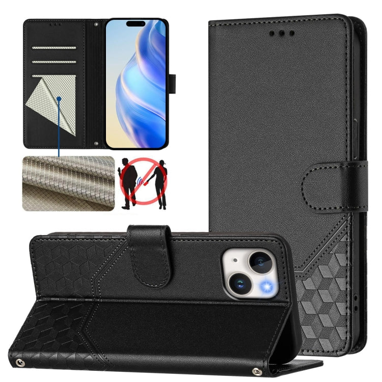 Étui de téléphone en cuir gaufré nid d'abeille RFID, pour iPhone 14 Pro Max, pour iPhone SE 2022 / 2020 / 8 / 7, pour iPhone 13 Pro Max, pour iPhone 13 Pro, pour iPhone 13 mini, pour iPhone 12 / 12 Pro, pour iPhone 12 Pro Max, pour iPhone 12 mini