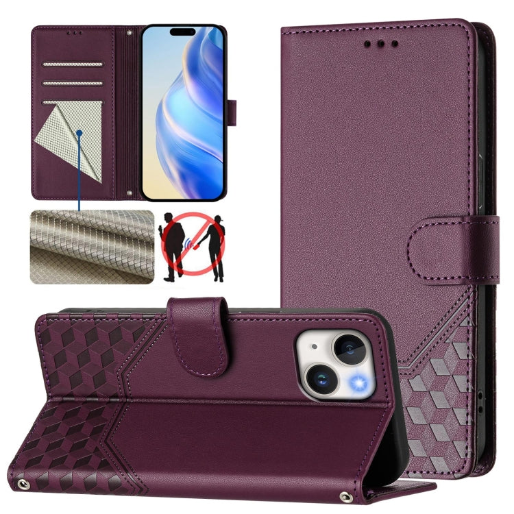 Étui de téléphone en cuir gaufré nid d'abeille RFID, pour iPhone 14 Pro Max, pour iPhone SE 2022 / 2020 / 8 / 7, pour iPhone 13 Pro Max, pour iPhone 13 Pro, pour iPhone 13 mini, pour iPhone 12 / 12 Pro, pour iPhone 12 Pro Max, pour iPhone 12 mini