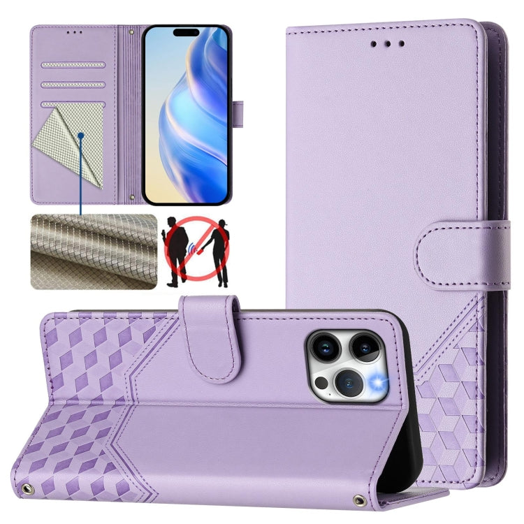 Étui de téléphone en cuir gaufré nid d'abeille RFID, pour iPhone 14 Pro Max, pour iPhone SE 2022 / 2020 / 8 / 7, pour iPhone 13 Pro Max, pour iPhone 13 Pro, pour iPhone 13 mini, pour iPhone 12 / 12 Pro, pour iPhone 12 Pro Max, pour iPhone 12 mini